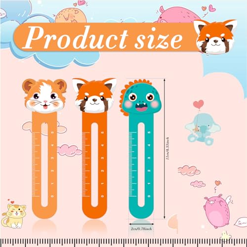 JSRQT 30 PCS Bulk Cute Animal Bookmarks Multipack Book Mark Paper Page Clips Personalised Bookmark Ruler Markers School Rewards Cardboard Lover Gifts - Image 4