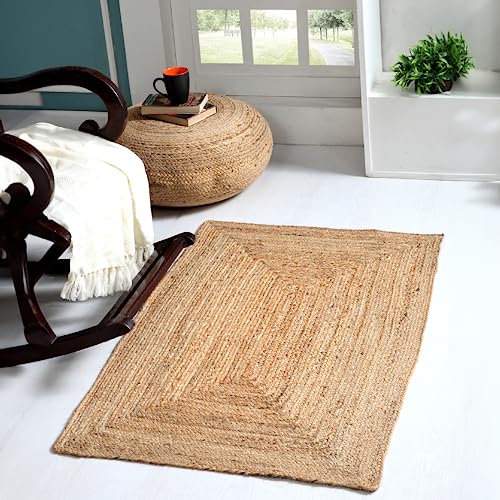 DHAKA Jute Area Rug | 100% Natural Fiber | Hand Woven | Ethical Trade | Eco-Friendly (Rectangle - 90 x 150 cm)
