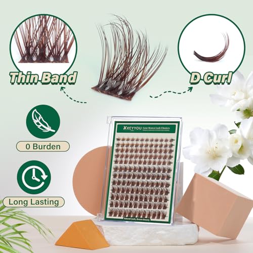 Image of KEYYOU Brown Lash Clusters Light Wispy D Curl Individual Lashes 8-18mm MIX