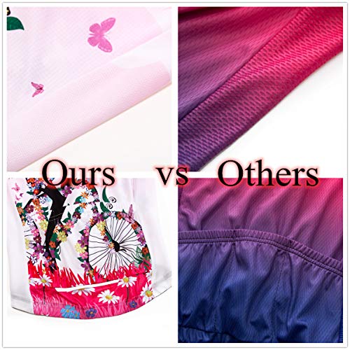 Image of Cycling Jerseys Women Bike Shirts Short Sleeve Bicycle Clothes Breathable Stretch Labric Bicycle Uniforms