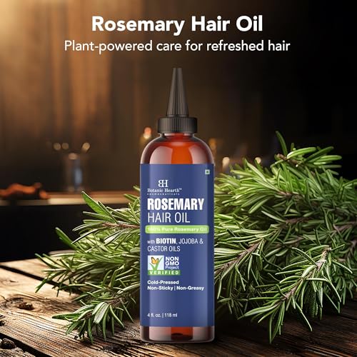 Image of Botanic Hearth Rosemary Oil for Hair Growth - 4 Fl oz | Enriched with Biotin, Castor & Jojoba | Hair Relaxers & Dry Scalp Treatment | Color Safe | Suitable For All Hair Types