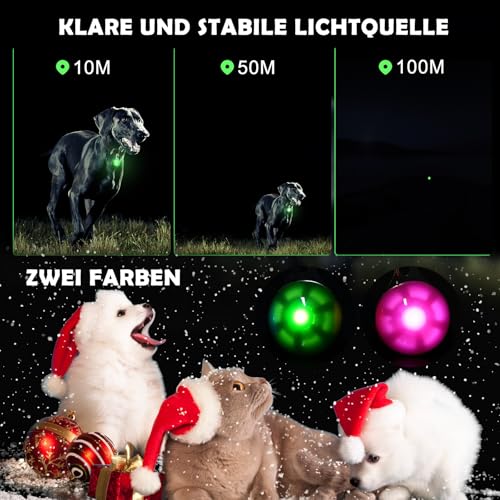 Faburo 2 Stück Leuchtanhänger Hund, Blinklicht Schulranzen, Bunte Blinklicht Hundelicht mit 3 Blinkmodi für Hunde Kinder Jogger Camper, Leuchtanhänger Kinder für Geschirr, Hunde Leuchtanhänger