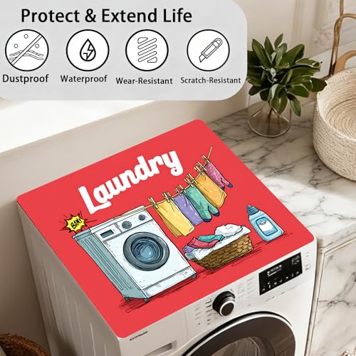 Image of Washer Dryer Top Cover Mat, Non-Slip Laundry Room Decor, Laundry Room Kitchen Appliance Decor Protector Universal 23.6 inchx19.7 inch (Laundry)