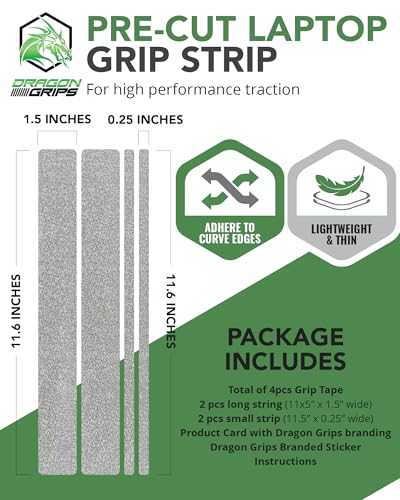 Dragon Grips Non Slip Grip Tape, 4 Pcs Clear Textured Rubber Grip Tape for Tablet, iPad, Cases, Chromebook, MacBook, and Laptop Grip Sticker, Self-Adhesive Multi-Purpose Grip Decal for Anything