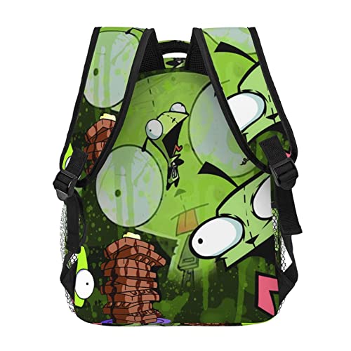 Backpacks Invader Anime Zim Adjustable Laptop Backpack Double Shoulder Bag for Women Men Climbing Shopping Work4