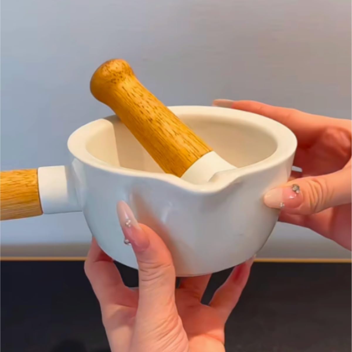 Mörser Stößel Küche Haushalt Knoblauch Mörser Altmodische Manuelle Knoblauchpresse Küche Grinder Stößel Set Knoblauchschleifwerkzeug