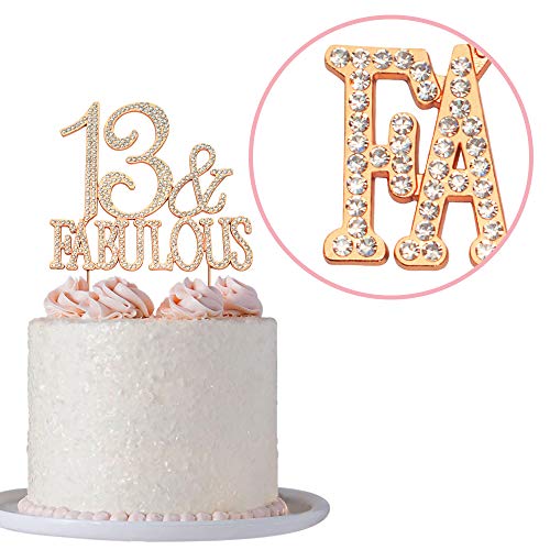 13 Cake Topper - Premium Rose Gold Metal - 13 & Fabulous - 13th Birthday Party Sparkly Rhinestone Decoration Makes a Great Centerpiece - Now Protected in a Box - Thumbnail 5