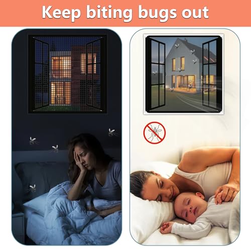 Magnetic Window Screen Adjustable DIY Window Net Max 47â x 51â Fiberglass Screens Mesh for House Windows with White Frames Grey Mesh - Image 6