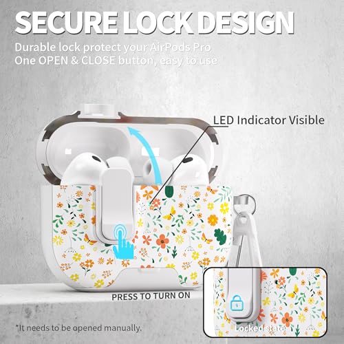Image of for AirPods Pro 3 Case(2025) with Secure Lock Clip and Phone Stand,Cute Floral Girly Style Protective Cover with Cleaning Kit and Carabiner for Apple iPod Pro 3rd Generation(Four-Leaf Clover)