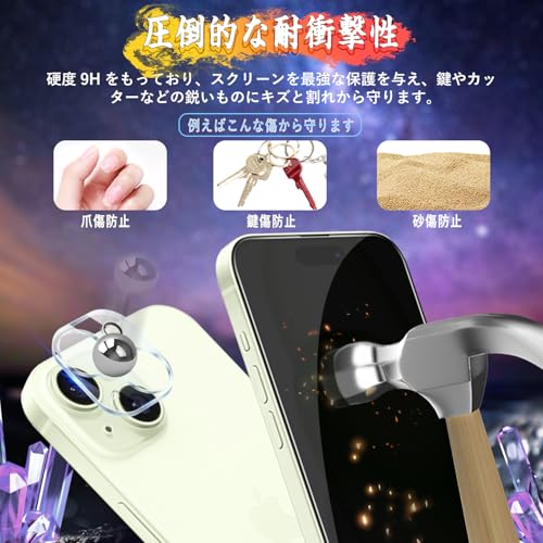 Image of Compatible iPhone 15 Glass Film (1 piece) + iPhone 15 Camera Film (1 piece) [Anti Peepering] Privacy, Full Protection, Automatic Adhesion, Anti-Bubbles, Anti-Fingerprint, iPhone 15 Protective Film