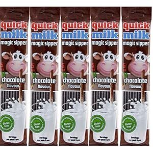 Quick Milk Chocolade 5 zakjes met elk 5 rietjes magische melk rietjes