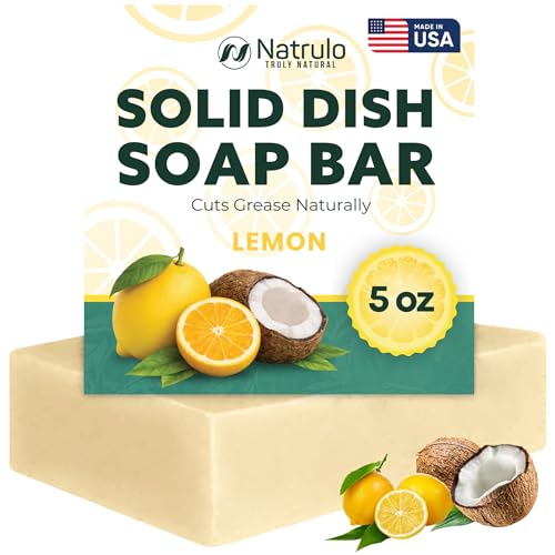 Non Toxic Dish Soap Bar – Natural Solid Dish Soap with Lemon Scent – Eco Friendly, Zero Waste, Plastic Free Kitchen Dishwashing Block – Long-Lasting, Gentle on Hands and Tough on Grease – Made in USA