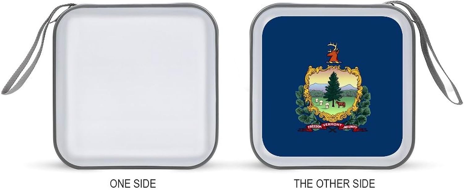 Vermont Flag CD Case Portable DVD Storage Box CD Wallet Holder Binder Organizer for Car Home