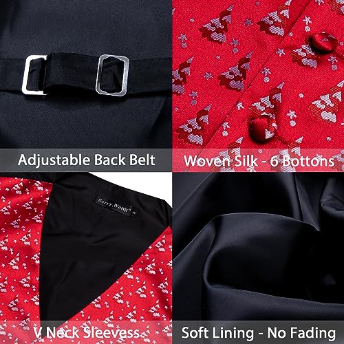 Image of Barry.Wang Mens Red /Green Christmas Suit Vest Holiday Xmas Waistcoat Tie Set Party Tuxedo