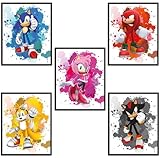 Hedgehog Poster Hedgehog Bedroom Decor Watercolor Poster Set of 5 Unframed (8''x10'') Hedgehog Movie Poster Nursery Wall Decor Posters For Boys Room Kids Wall Posters Hedgehog Watercolor Prints
