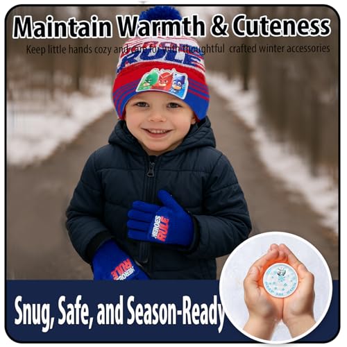 Image of PJ Masks Winter Hat and 2 Pair of Gloves or Mittens Set (Age 2-7)