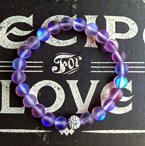 HOPE INSPIRED Mystic Mermaid Glass Bracelet with 8 mm Purple Glowing Moonstone Beads4