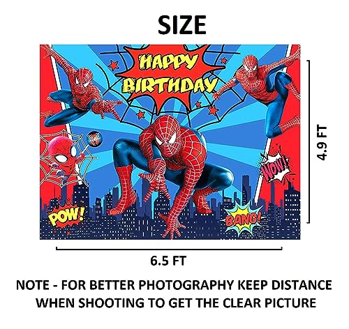 Image of FI - FLICK IN 1 pc Spiderman Theme Backdrop Cloth (6.5ft X 5ft) Super Hero Backdrop Curtain for Birthday Spider Man Theme Birthday Decorations (Pack of 1, Multicolor)