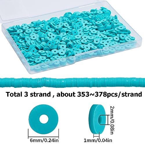 SUNNYCLUE 1 Box 1000Pcs+ Clay Green Beads Clay Heishi Beads 6mm Polymer Clay Beads Vinyl Heishi Bead Bulk Clay Polymer Beads Spacer Loose Beads for jewellery Making DIY Bracelets Necklace Supplies - Image 2