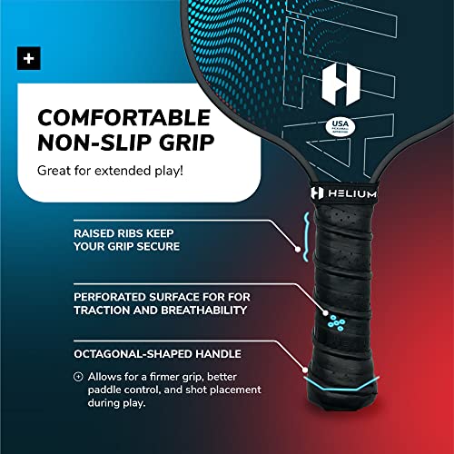 Helium Atmos Pickleball Paddle Set Of 4 - Usapa Certified Pro Carbon Fiber Pickleball Paddle W/Texture, Lightweight Honeycomb Core, Tactile Comfort Grip (4 Paddles, 6 Balls, 1 Sports Bag) #TOP6