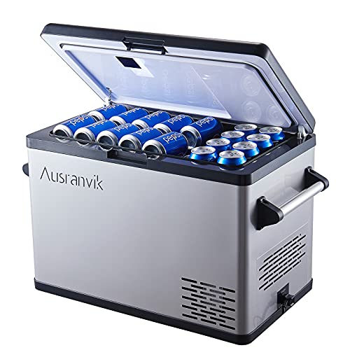 Car Refrigerator 45 Quart Car Cooler -4â„‰~68â„‰ 12 Volt Refrigerator with 12/24V DC and 100-240V AC Adapter, Portable Refrigerator for Car Camping and Truck RV Home
