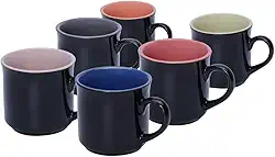 Mimo Style Mini Canecas Para Café Com 6 Peças Multicolor, Material de Cerâmica Com o Melhor Isolamento Térmico, Durabilidade Que Torna o Produto Sustentável (Preta - 90ml)