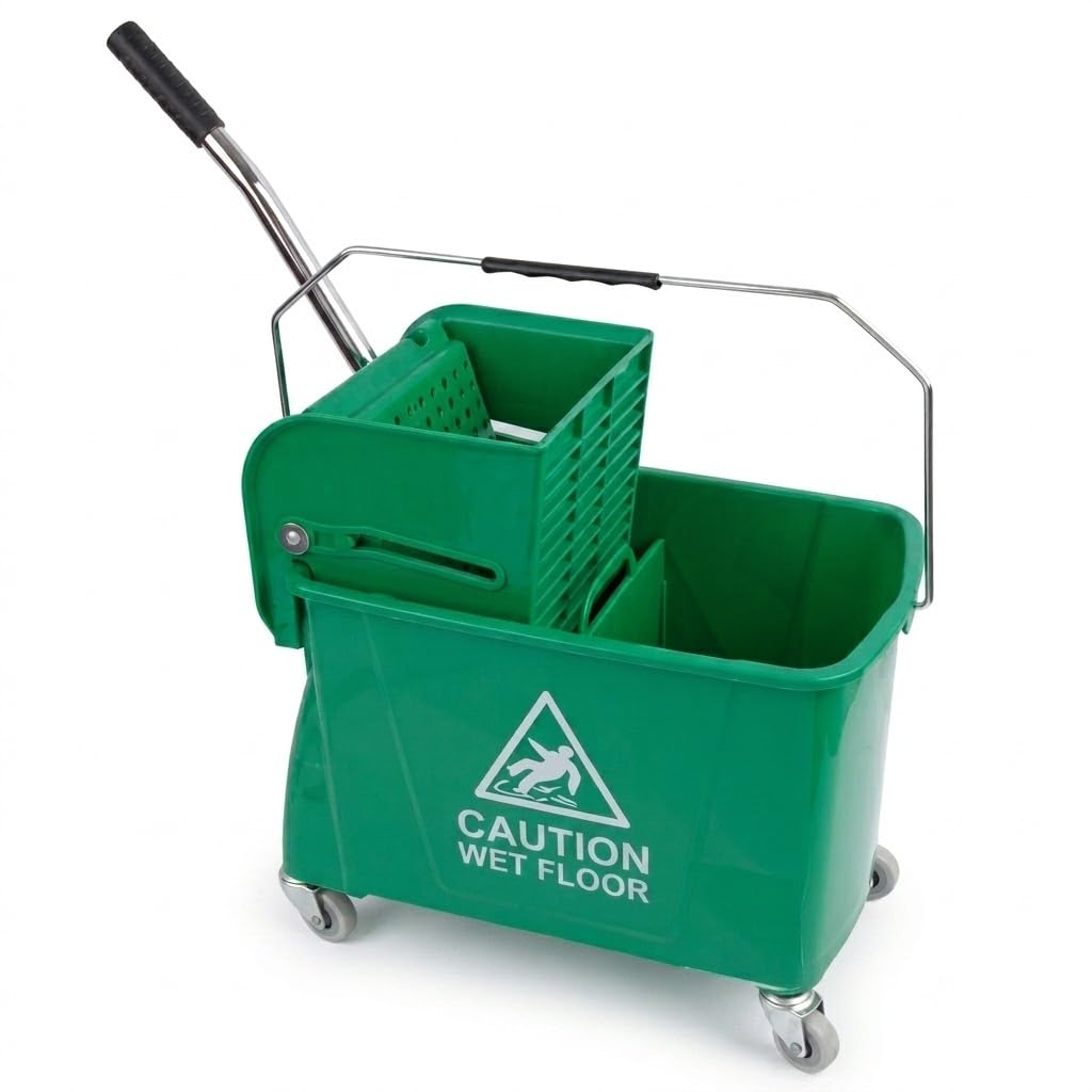 AIR O MATIC 20L Green ABS Mini Mop Wringer Trolley | Compact Heavy Duty Wet Floor Cleaning Bucket Cart-image-34