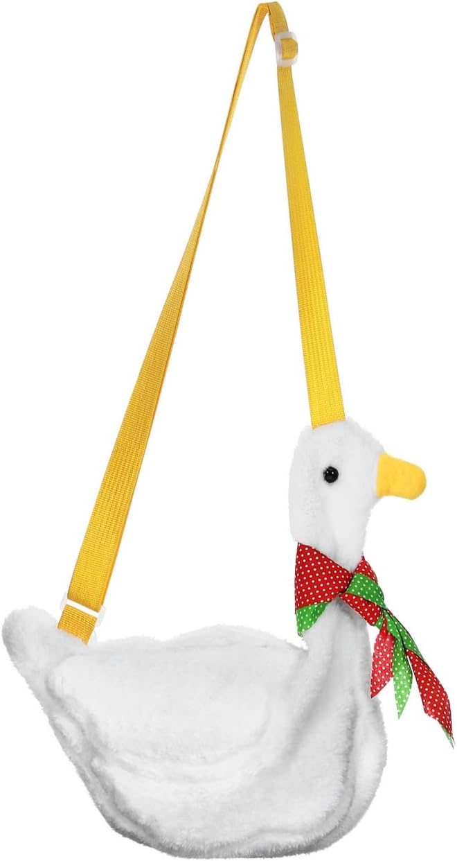 PRETYZOOM Cartoon Duck Shoulder Bag for Women Adjustable Strap Plush Animal Crossbody Purse Lightweight Mini Messenger Bag 11.81 Inch for Casual Everyday Use