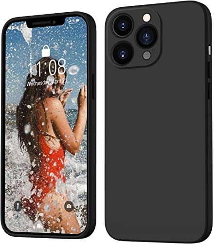 Elzzi Square Candy Liquid Silicone iPhone Case Cover Compatible for iPhone 13 Pro, All Cube Series with Microfiber Lining Compatible iPhone 13 Pro (6.1 inch) - Black