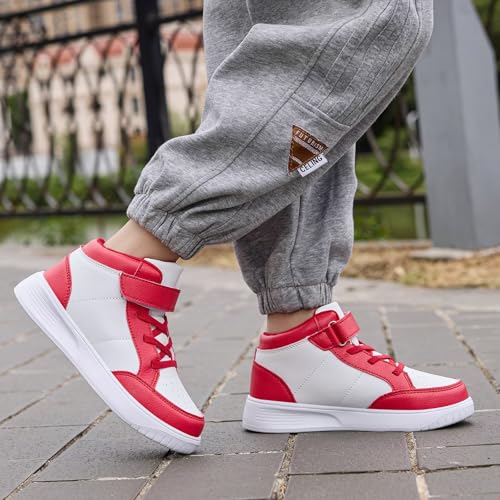 Image of Kids Sneakers Boys Running Shoes Girls High Top Casual Lightweight Classic Adjustable Strap Sneakers