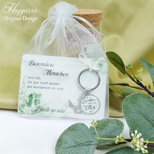 Happirra Geschenke für Frauen Freundin, Geburtstagsgeschenk für Frauen, Schutzengel Schlüsselanhänger Beste Freundin Geschenke, Kleine Weihnachtsgeschenke Frauen Freundin- Schön dass es Dich gibt