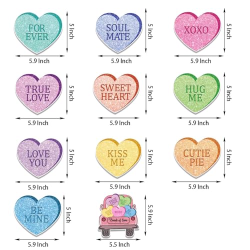 Image of Festiko Cardstock 11 Pcs Valentine's Day Hanging Swirl Decorations (Swirls 1), Red Hearts Swirls For Love Decoration