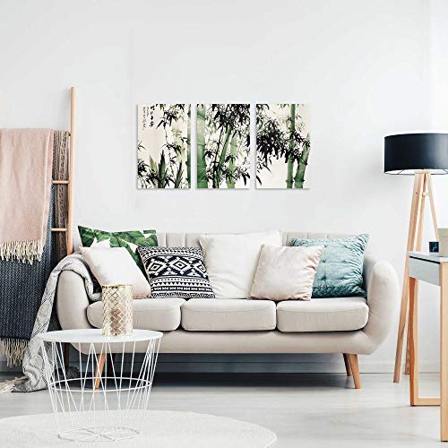 Tutubeer Bamboo Canvas Wall Art For Home Decor Bamboo Paintings For Wall Bamboo Wall Picture Chinese Painting Of Bamboo Forest Nature Picture Print On Canvas For Home Decor, Ready To Hang 16X32Inchx3 #TOP3