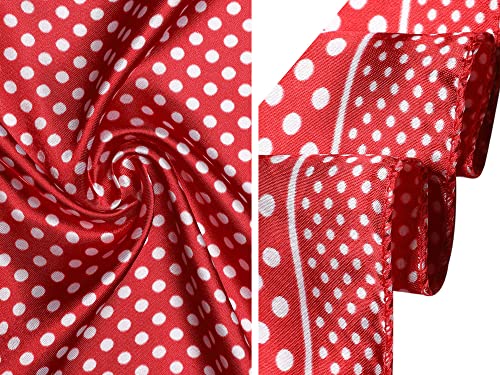 Allegra K 2Pcs 50cm Women Satin Printed Square Kerchief Hair Wrap Neck Scarf 50 * 50cm/19.69 * 19.69"(L*W) Red Dots&Red Dots 7