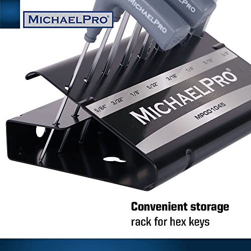 Clés Allen hexagonales MichaelPro avec poignée en T et support gris x8