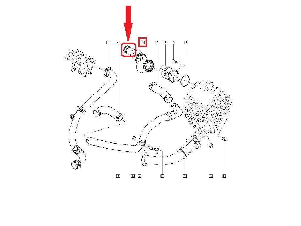 Compatible/repuesto para tubo de limpiador de aire Renault Laguna II 1.9 DCI ESPACE IV 1.9 DCI 7700116005