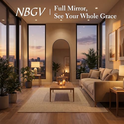 Image of 58 inchx19 inch Floor Mirror Full Length, Arched Full Length Mirror with Stand, Full Body Mirrors for Bedroom Living Room or Cloakroom Black