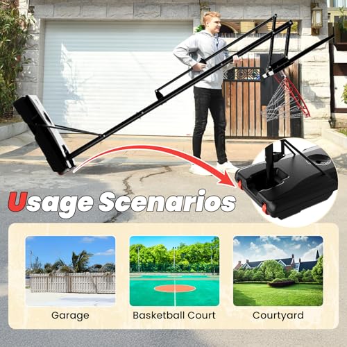 Image of AWII SPORT Basketball Hoop 44 Inch Backboard Protable Basketball Hoop Outdoor, 4.8-10ft Height Adjustable Basketball Goal System for Kids Youth Adults Play in Backyard /Courts /Indoor