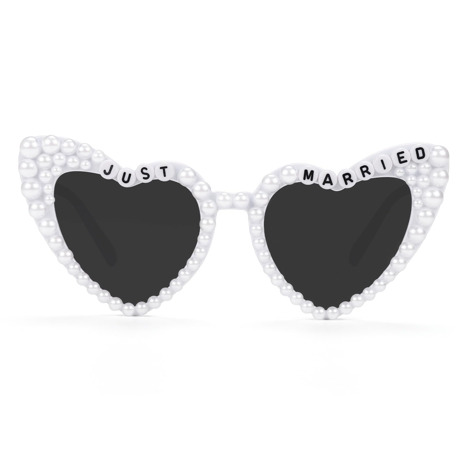 Etercycle Heart Sunglasses Just Married Womens Sunglasses Bride Gifts Bridal White Glasses Vintage Pearl Sun Glasses For Bachelorette