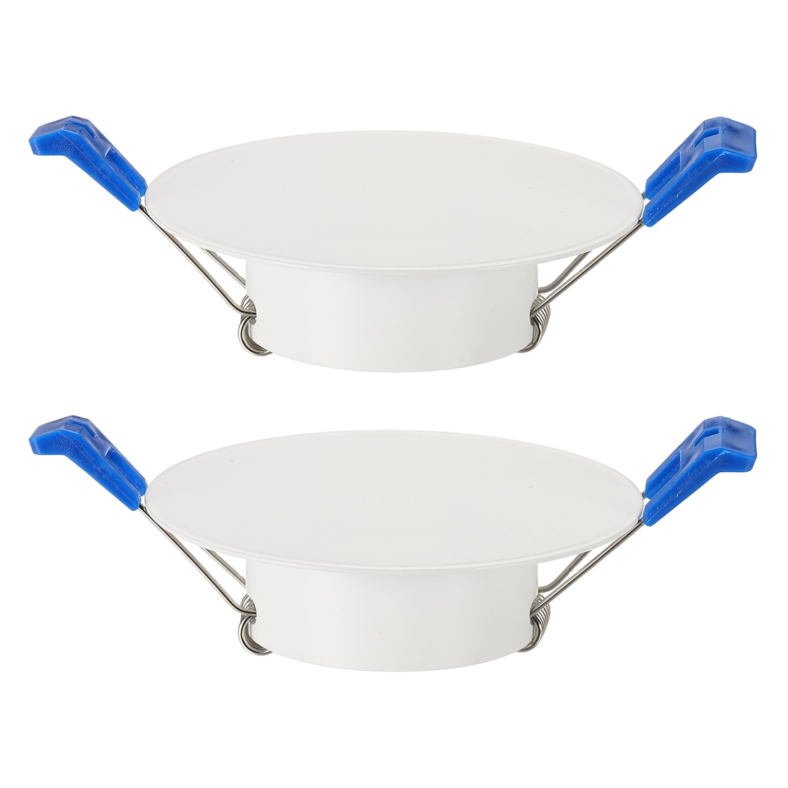 sourcing map 2Pcs 85mm/3.4" Round Ceiling Cover Plate, Downlight Hole Speaker Wall Hole Spring-Lock Decorative Steel Trim Cap Access Panel for 2.2-2.8" Ceiling or Drywall Openings, Matte White