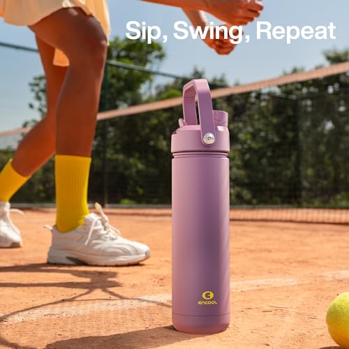 Image of ENCOOL Insulated Water Bottle with Straw Stainless Steel Water Bottle, Leak-Proof, BPA-Free, Double Wall Vacuum Keeps Cold for 24 Hours for Sports, Travel, School (26 oz, Mountbatten Pink)