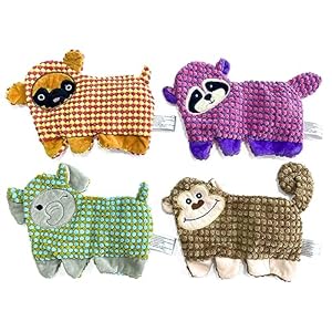 AZSSMUK Cute No Stuffing Dog Toy for Small, Medium Breeds, Fun for Indoor Puppies with Soft Squeaker and Crinkle Paper, No Mess Chew and Play (4 Pack)