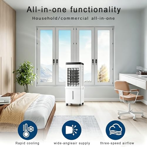 Image of Portable Air Conditioners, Portable Evaporative Swamp Cooler, Swamp Cooler Air Conditioner，Ultra Quiet <25dB for Bedroom, 3 Speeds, Remote Control - Personal AC Unit for Home Office, Living Room