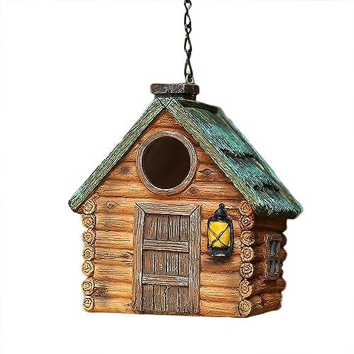 Craoopii Resin Bird House for Outside,Hanging Birdhouse Nest for Garden Country Cottages,Best Gifts for Bird Lovers
