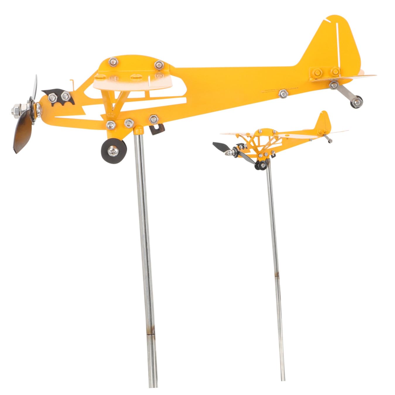 Toyvian 2 Stück Metall Flugzeug Windspinner Garten Dekoration Robuste Windskulptur für Außenbereich für Gartenliebhaber Gelb Wetterbeständig und Langlebig