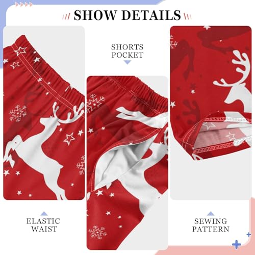 Winter Reindeers Snowflake Boys Long Pants Soft Trousers Elastic Waist Kids Lounge Bottoms with Pockets S-XL4