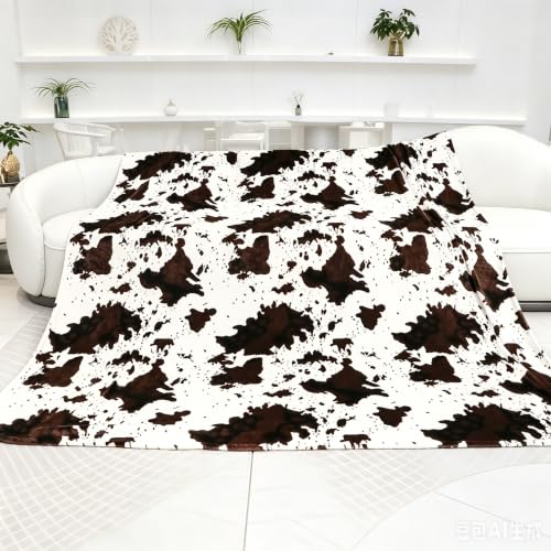Image of GEULAY Cow Print Blanket King Size 90 inchx108 inch | Throw Blanket for Bed, Lightweight, Extra Large, Fuzzy Fleece, Western Farmhouse Decor, All Seasons