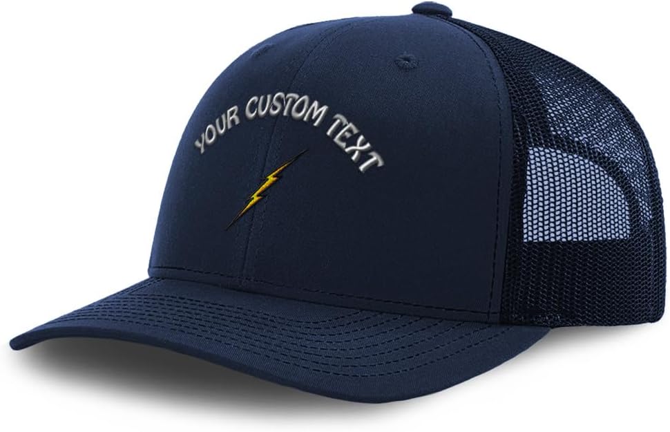 Custom Mesh Cap Hat Embroidered Lightning Bolt Embroidery Trucker Hats for Men & Women Cotton