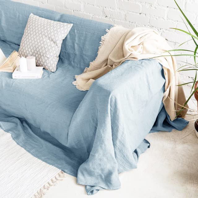 AITIHYA France Linen Sofa Covers For Living Room Flax Soft Removable Sofa Cushion Cover Protector Washable Couch Covers 1/2/3 Seat-sky blue,100X150cm