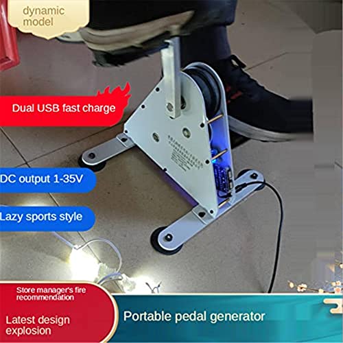 Generador eléctrico de pedal 50w, generador portátil con salida DC 1-35V y doble USB de carga rápida miniatura 7